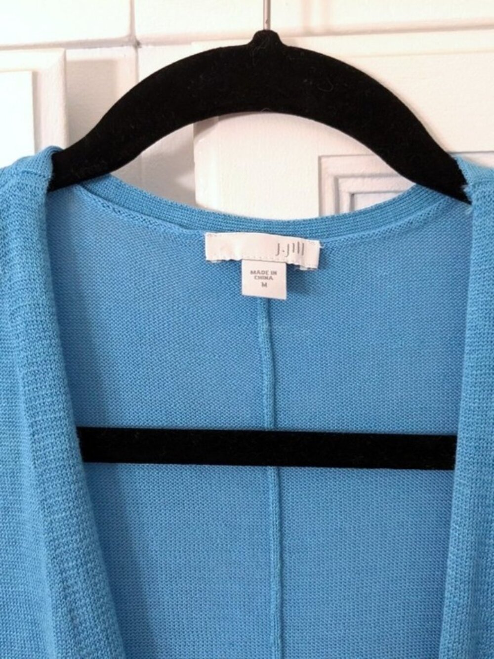 J. Jill Blue Linen Blend Knit Open Front Cardigan Size M - Picture 3 of 6